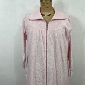 Intimate Appeal pink terry/chenille with zipper front and high neck, pockets
